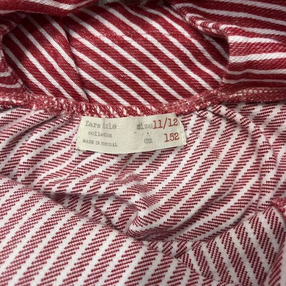 Zara Girls Candy Stripe Dress Size 11-12 Spring Easter Ruffle Sleeve Fit & Flare - Picture 4 of 7